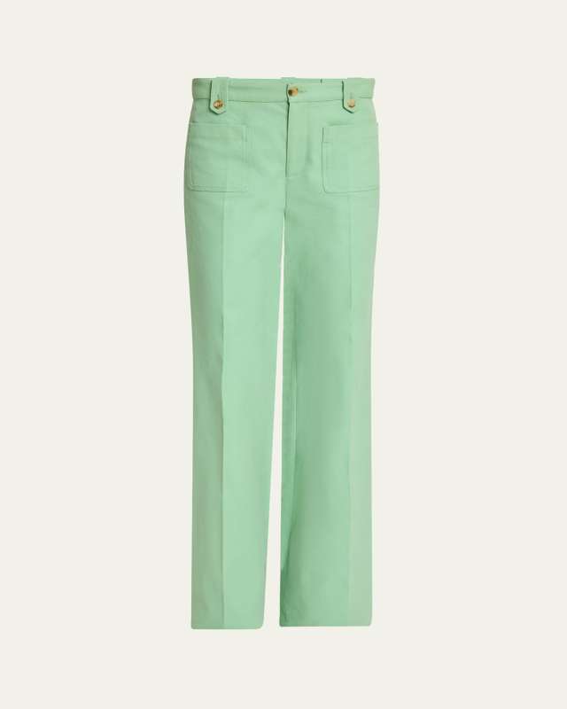 Wide Leg Cotton Canvas Pants
